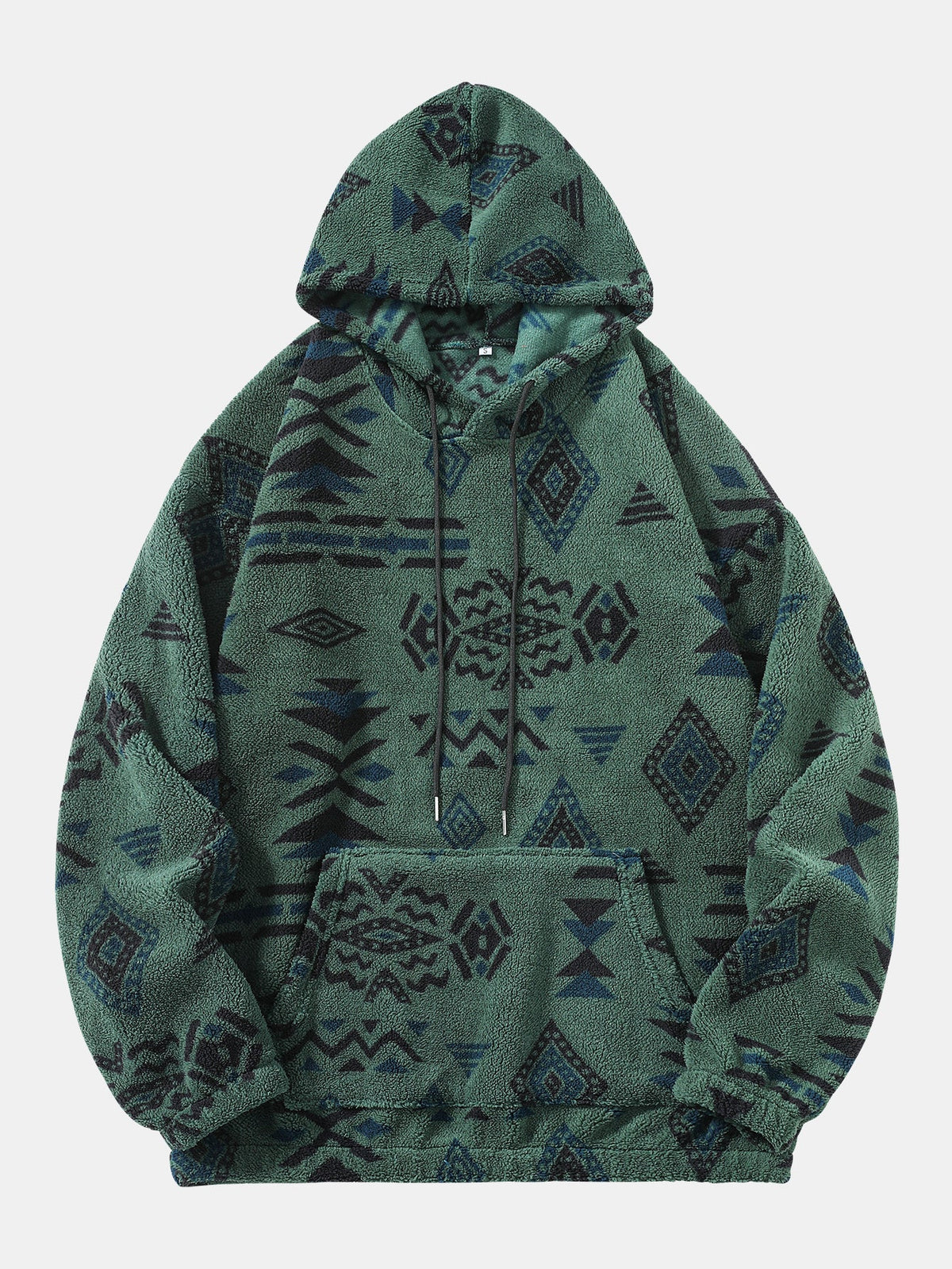 Tribal Geometric Teddy Hoodie in Relaxed Fit