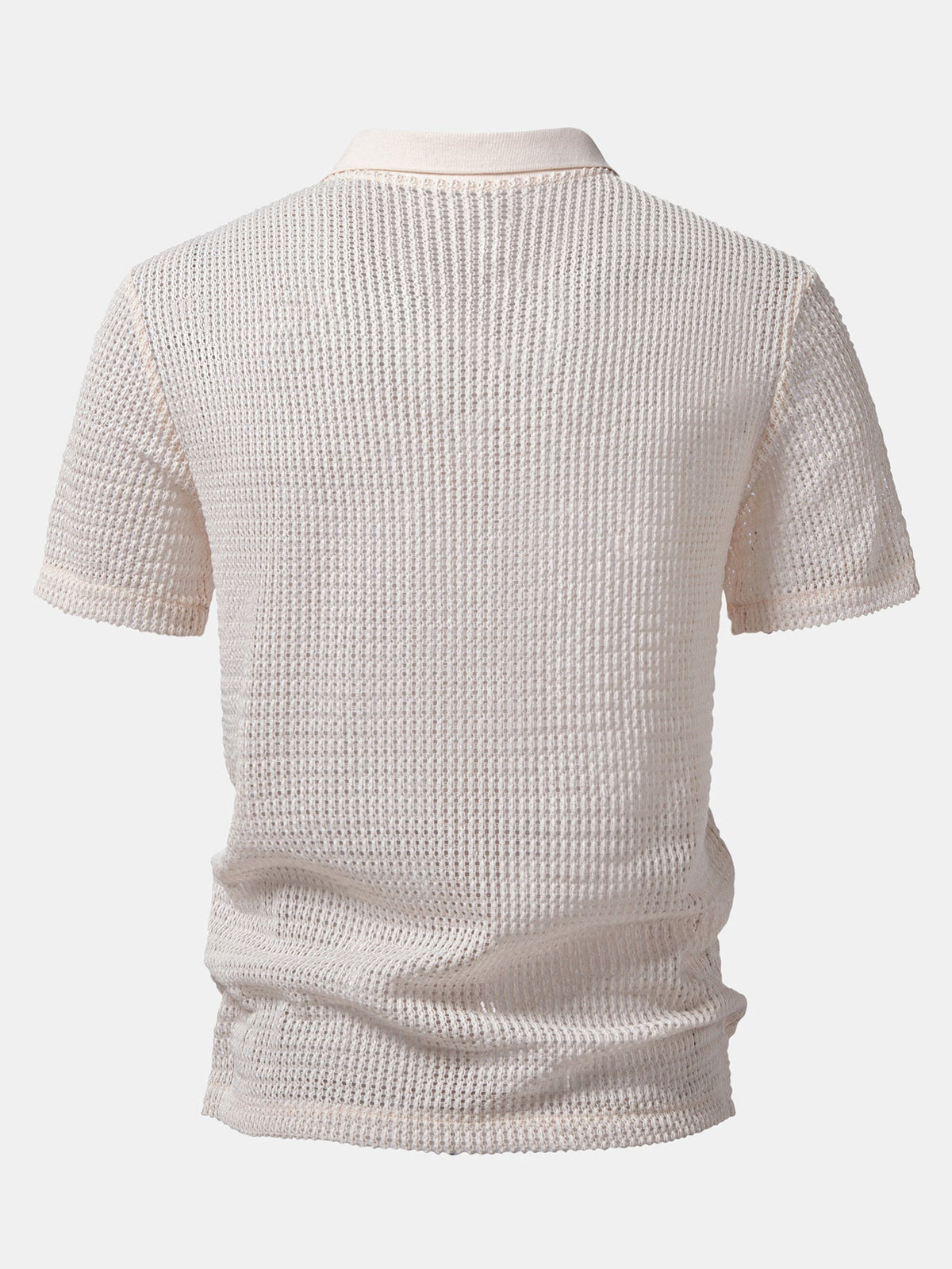 Bequem geschnittenes gehäkeltes V-Ausschnitt Polo mit gerader Leinenhose