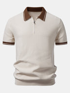 Kontrast-Reißverschluss Strickpolo mit Slim Fit Tapered Hose