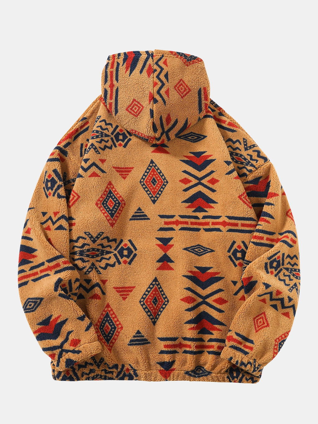Tribal Geometric Teddy Hoodie in Relaxed Fit