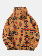Tribal Geometric Teddy Hoodie in Relaxed Fit