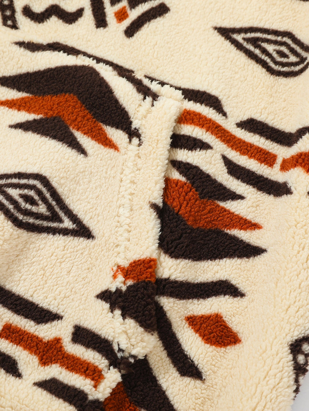 Tribal Geometric Teddy Hoodie in Relaxed Fit