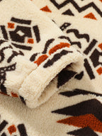 Tribal Geometric Teddy Hoodie in Relaxed Fit