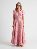 Xanthea | Kurzärmeliges, gebundenes Maxikleid mit floralem Design
