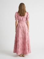 Xanthea | Kurzärmeliges, gebundenes Maxikleid mit floralem Design