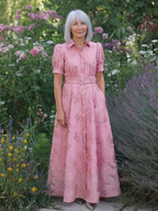 Xanthea | Kurzärmeliges, gebundenes Maxikleid mit floralem Design