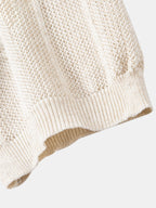 Gestreiftes Leinen-Polo mit offenem Strick und gerade geschnittene Leinenhose