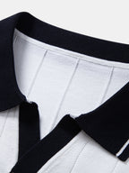 Rippstrick-Polo mit Johnny-Kragen und kontrastierenden Akzenten & figurbetonter tapered Hose