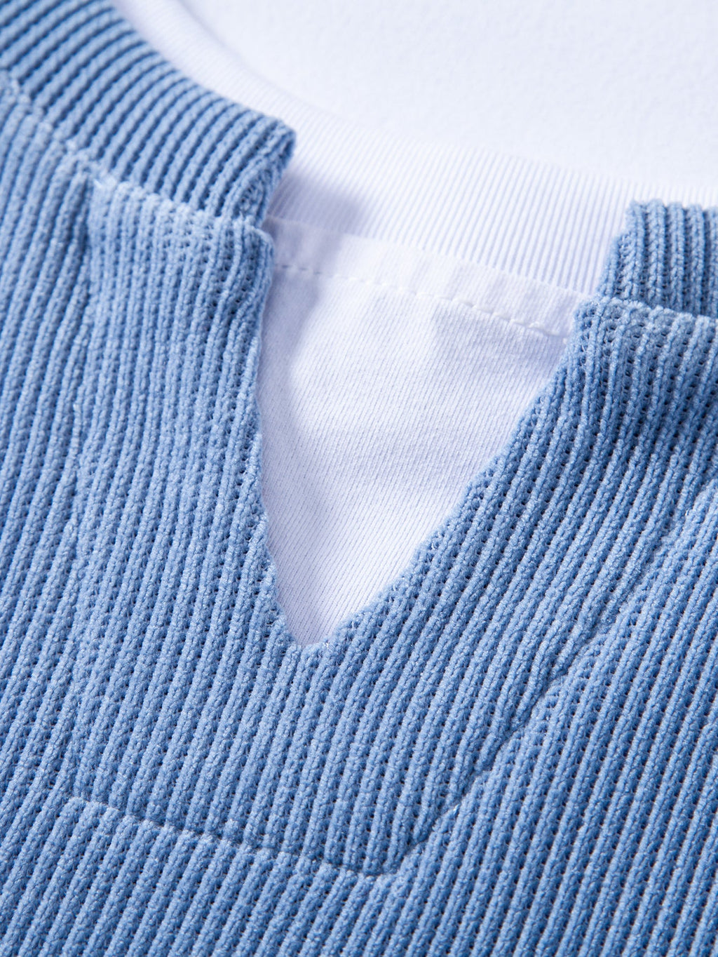 2-in-1 Waffel-Sweatshirt mit Cut-Out-Kragen