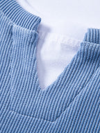 2-in-1 Waffel-Sweatshirt mit Cut-Out-Kragen