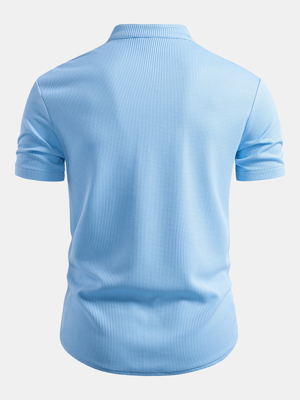 Muscle Fit Waffle-Shirt mit Stehkragen und 7-Zoll-Shorts mit Kordelzug Set