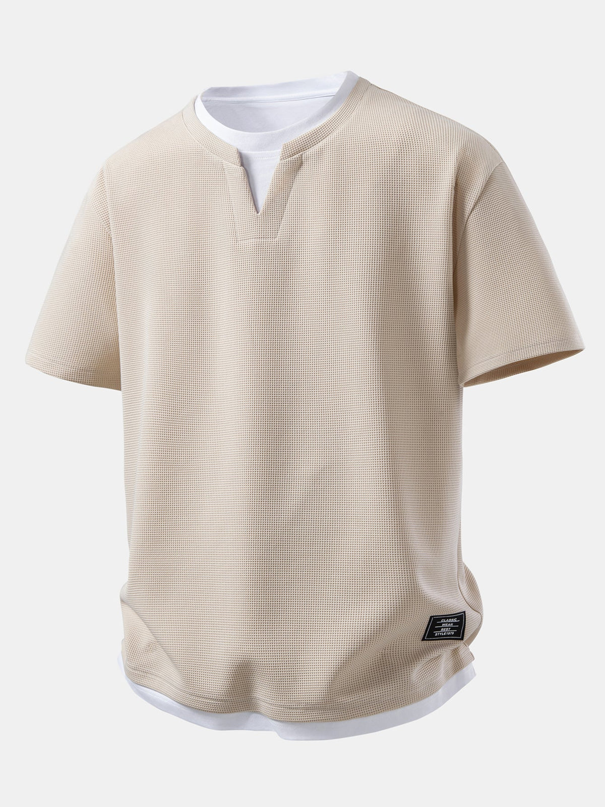 2-in-1 Waffle T-Shirt mit Kragen und 7-Zoll Shorts Set