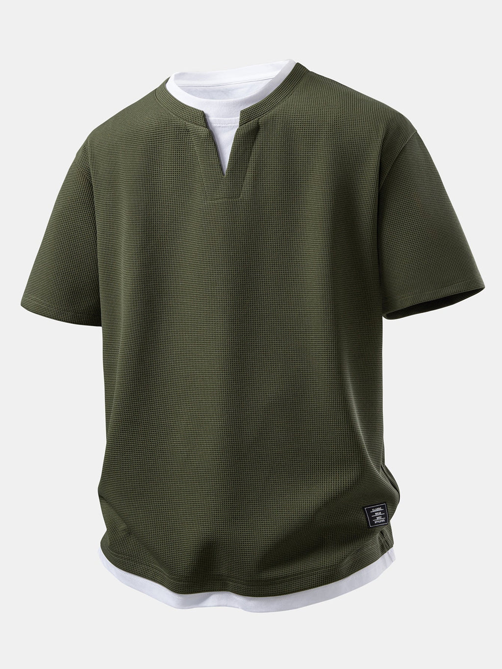 2-in-1 Waffle T-Shirt mit Kragen und 7-Zoll Shorts Set