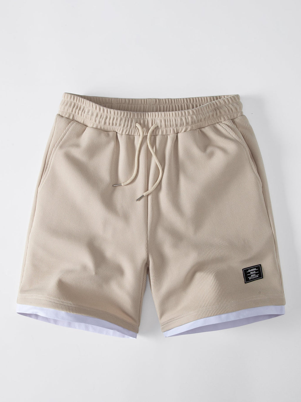 2-in-1 Waffle T-Shirt mit Kragen und 7-Zoll Shorts Set