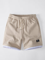 2-in-1 Waffle T-Shirt mit Kragen und 7-Zoll Shorts Set