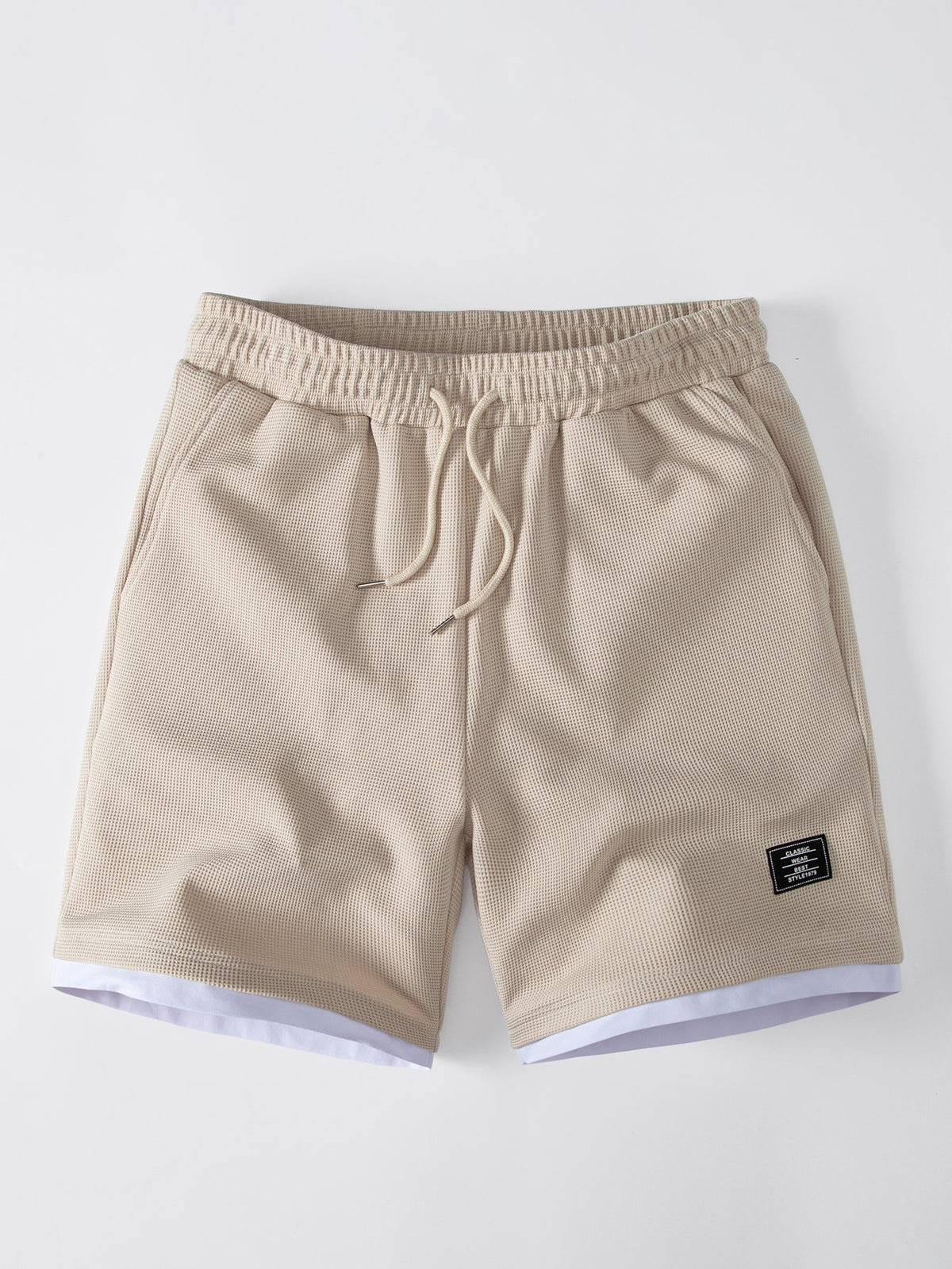 2-in-1 Waffle T-Shirt mit Kragen und 7-Zoll Shorts Set