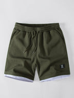 2-in-1 Waffle T-Shirt mit Kragen und 7-Zoll Shorts Set