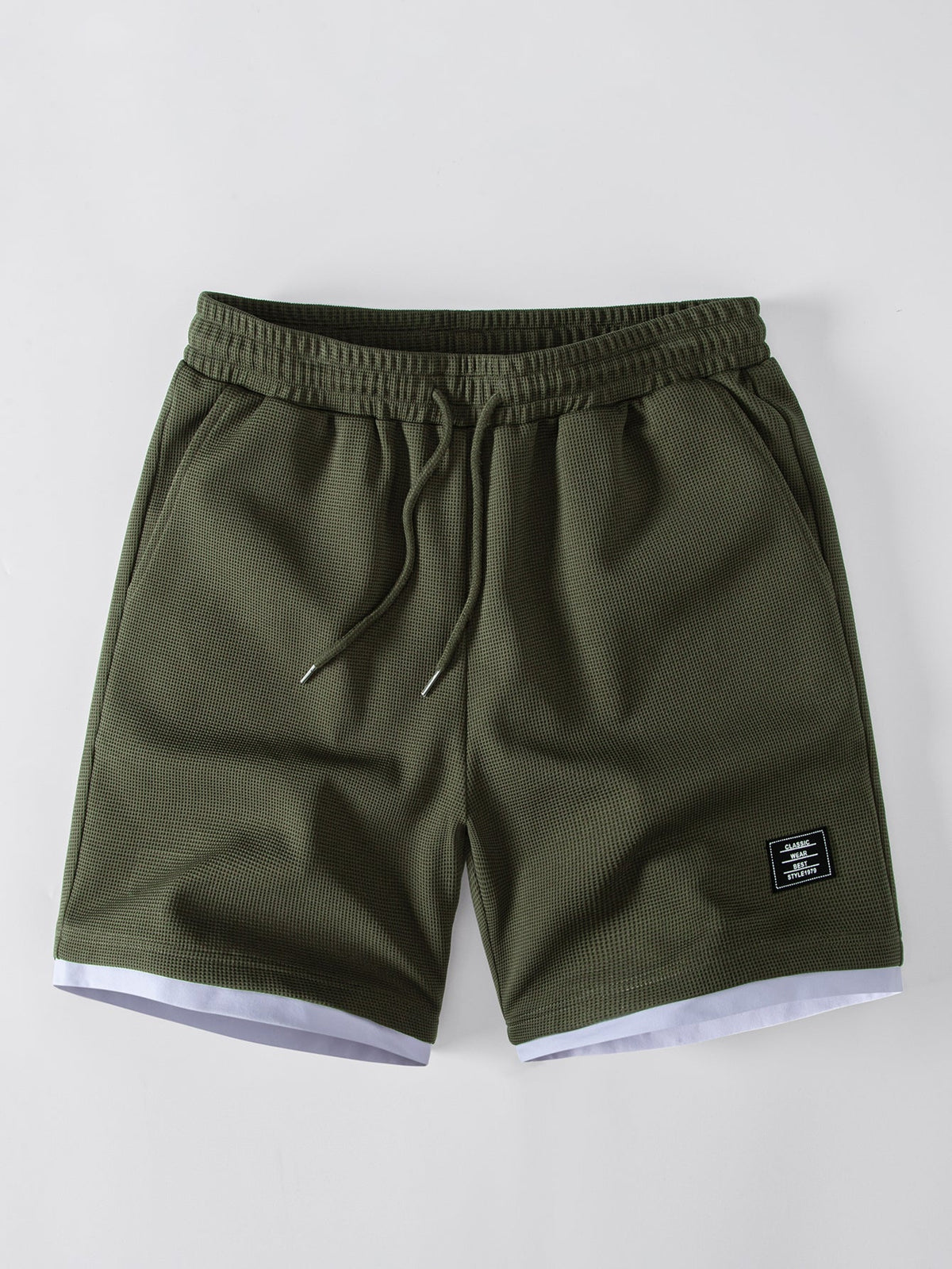 2-in-1 Waffle T-Shirt mit Kragen und 7-Zoll Shorts Set