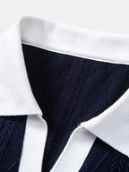 Polo mit geometrischem Jacquardmuster und Slim Fit Hose in schmaler Passform
