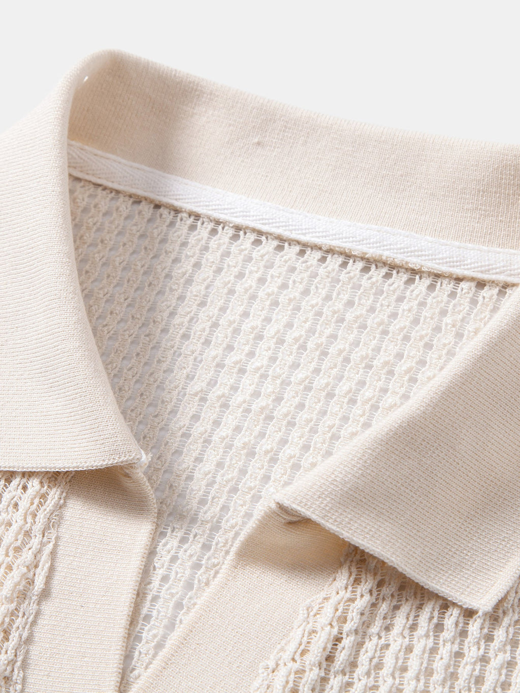 Bequem geschnittenes gehäkeltes V-Ausschnitt Polo mit gerader Leinenhose