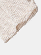Entspanntes Fit Gehäkeltes V-Ausschnitt Polo mit Kurzen Hosen und Knittertextur, 5" Kordelzug