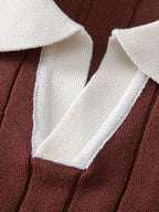Kontrastbiesen Polo mit Johnny-Kragen & Slim Fit Tapered Hose
