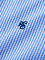 Kurzarm Baumwollhemd mit Streifen, Stehkragen und elastischer Taille – Chino Shorts