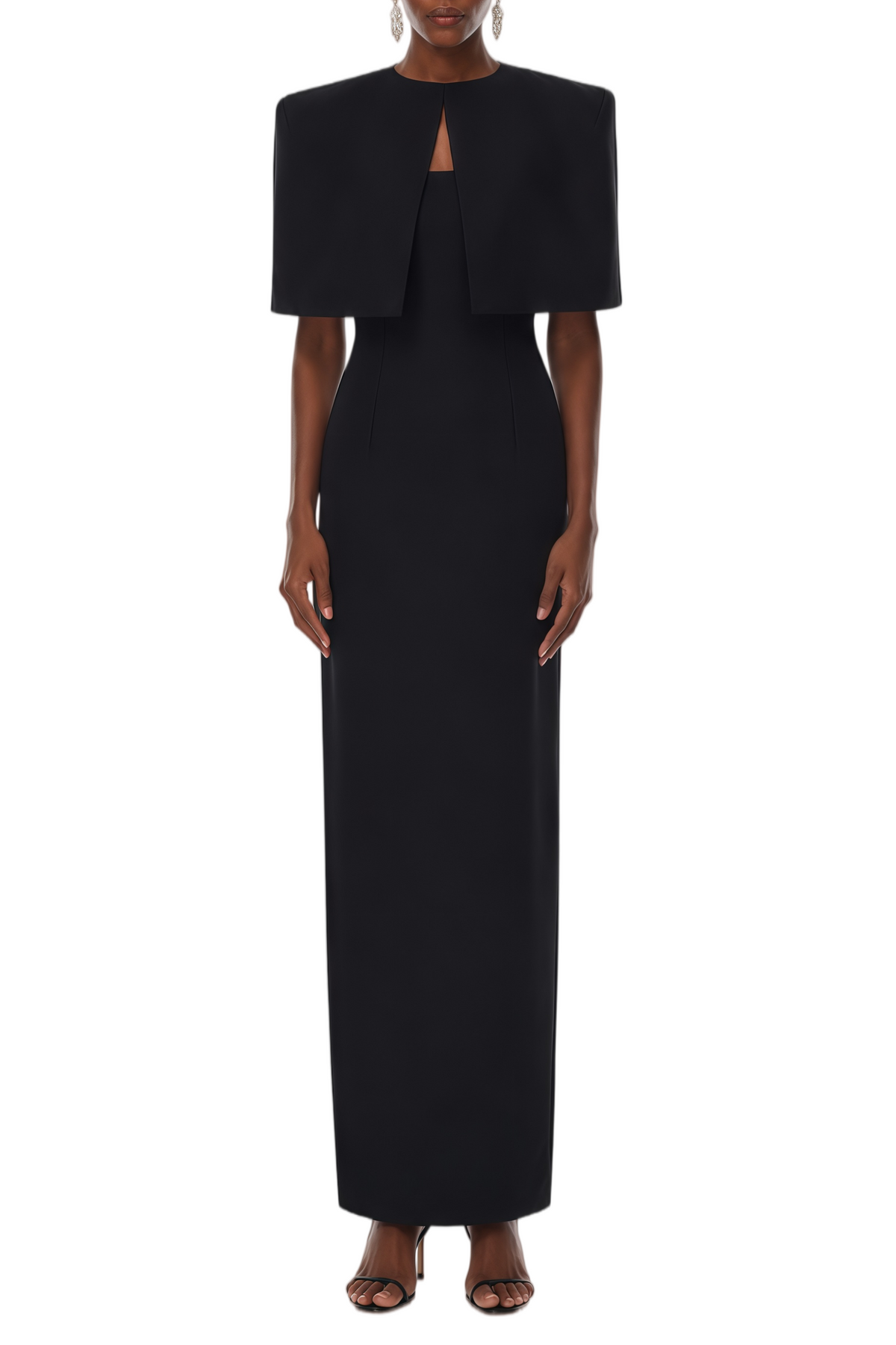 Jasmine Black Cape & Corset Maxi Dress Set