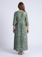 Marina | Floral V-Neck Maxi Dress with Three-Quarter Sleeves