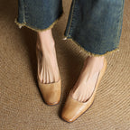 Elviera Quadratische Lederhochfrontschuhe