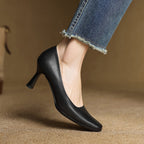 Elviera Quadratische Lederhochfrontschuhe