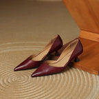 Ceyra Leather Kitten Heels