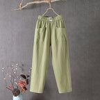 Margriet - Einfarbige Freizeit Hose aus Baumwolle und Leinen