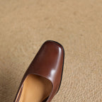 Elviera Quadratische Lederhochfrontschuhe
