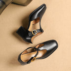 Marcele Leather T-Strap Heels