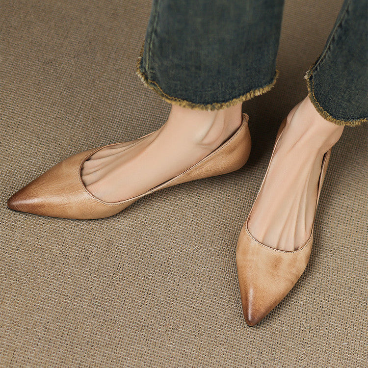 Arla Genuine Leather Ballerina Flats