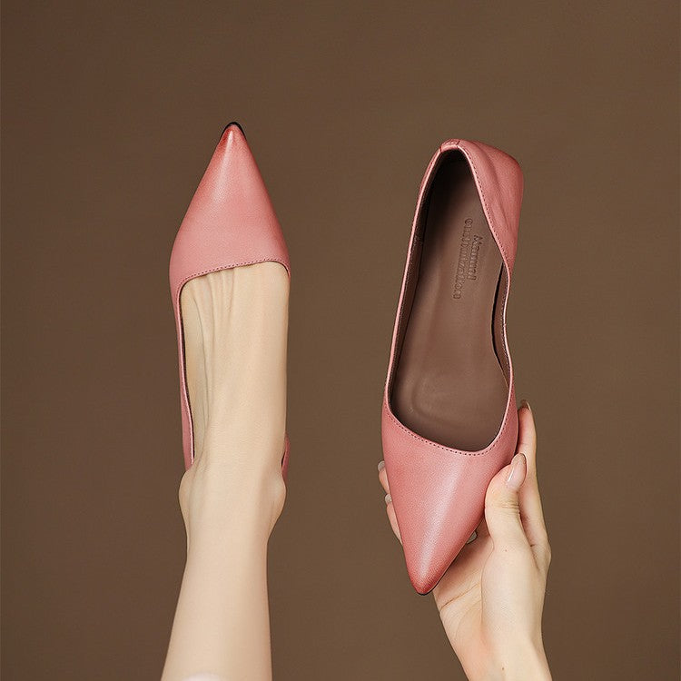 Orlisse Leather Kitten Heel Shoes