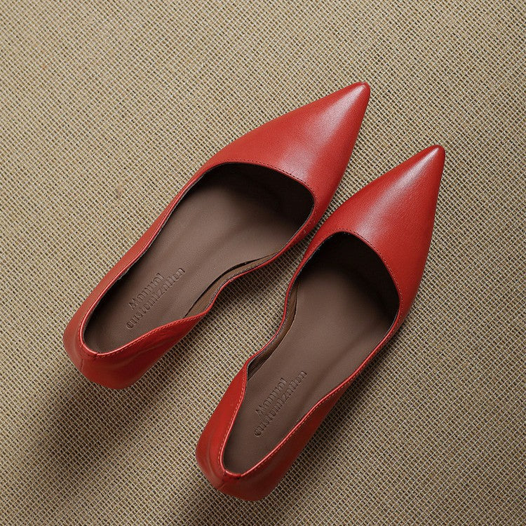 Orlisse Leather Kitten Heel Shoes