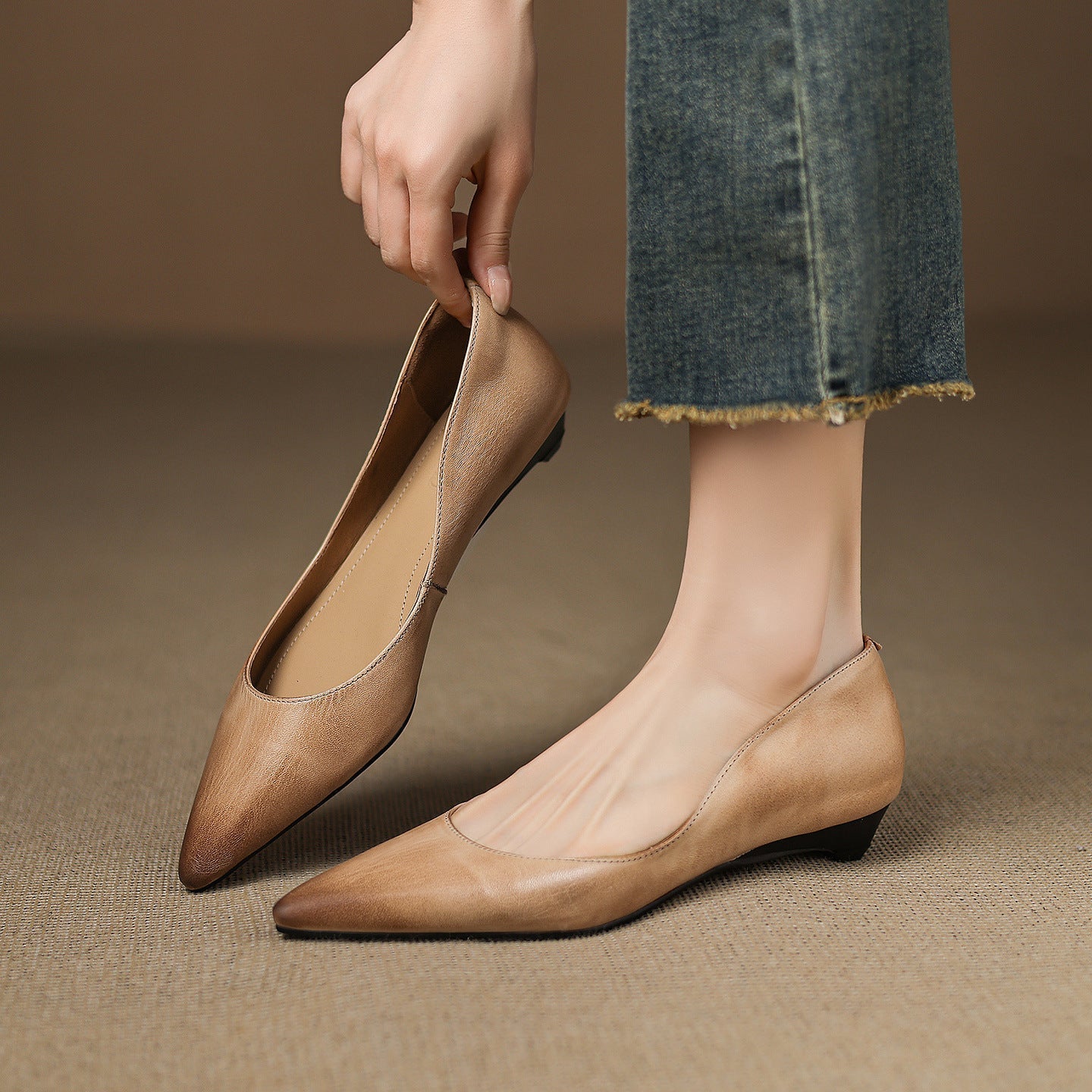 Arla Genuine Leather Ballerina Flats
