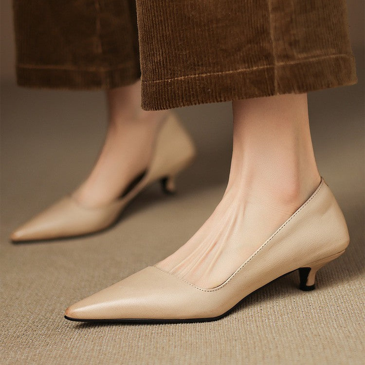 Orlisse Leather Kitten Heel Shoes