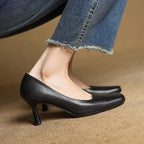 Elviera Quadratische Lederhochfrontschuhe