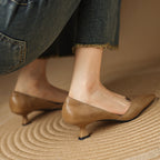 Ceyra Leather Kitten Heels