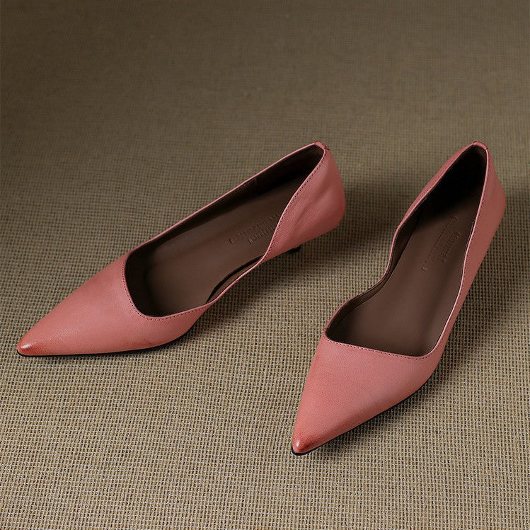 Orlisse Leather Kitten Heel Shoes