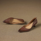Calenne Leather Kitten Heels