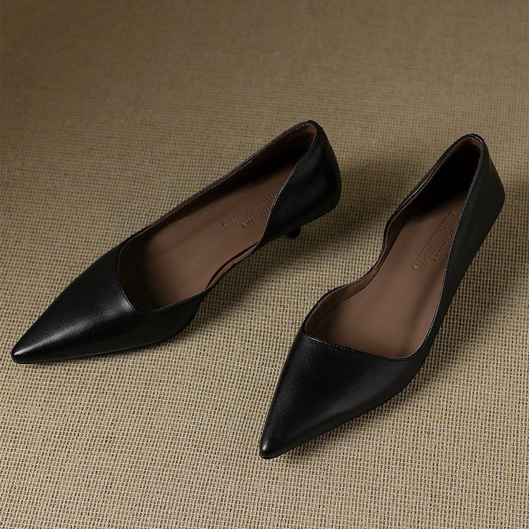 Orlisse Leather Kitten Heel Shoes