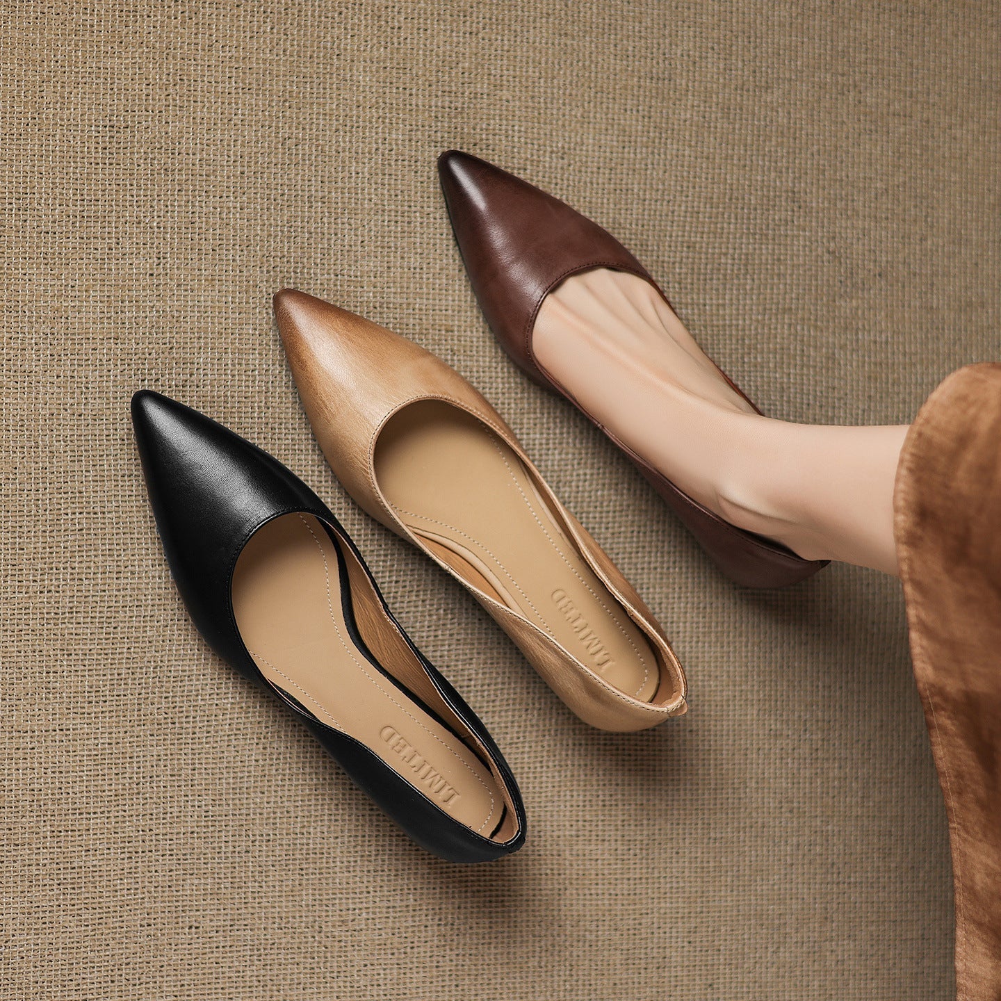 Arla Genuine Leather Ballerina Flats