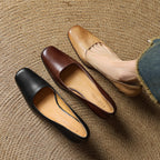 Elviera Quadratische Lederhochfrontschuhe