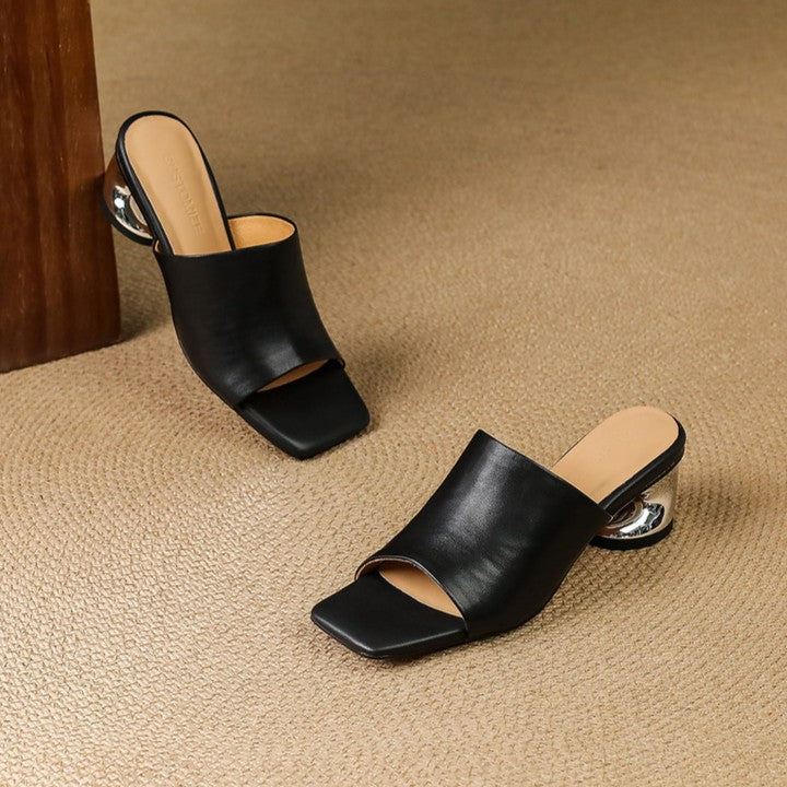 Virelle Curve Leder-Absatzmules