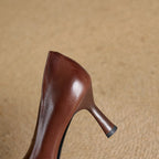 Elviera Quadratische Lederhochfrontschuhe