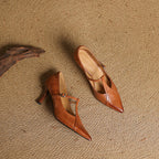 Aveline Leather T-Strap Heels